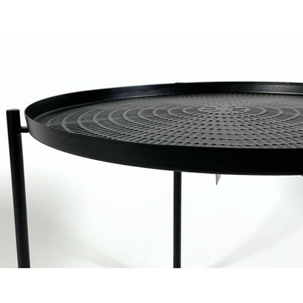 Zwarten ronde plantentafel/plantenstandaard/bijzettafel/oppottafel 50 cm - Bijzettafels