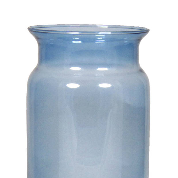 Glazen melkbus vaas/vazen blauw 7 liter smalle hals 16 x 29 cm - Vazen