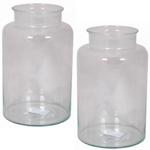 Glazen melkbus vaas/vazen 9 liter smalle hals 19 x 30 cm - Vazen