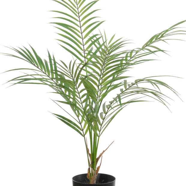 Groene areca palm/goudpalm Dypsis Lutescens kunstplant in zwarte kunststof pot 60 cm - Kunstplanten