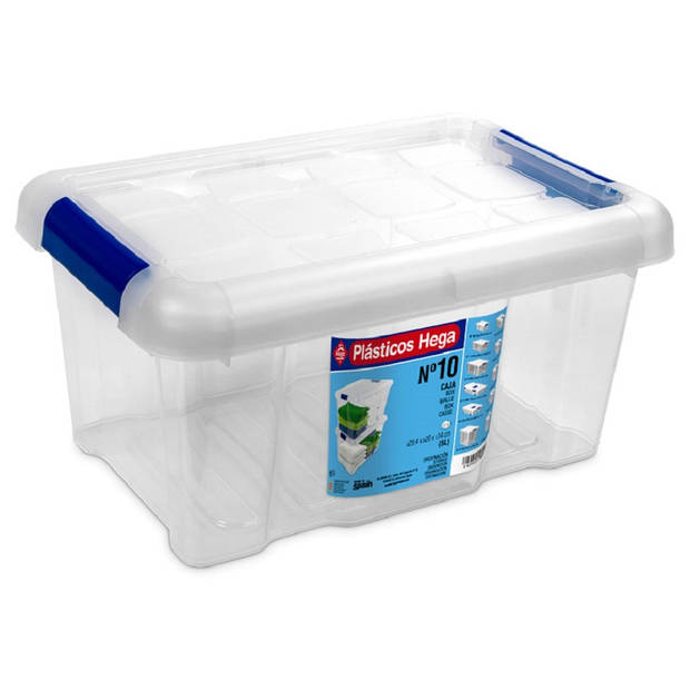 1x Opbergboxen/opbergdozen met deksel 5 liter kunststof transparant/blauw - Opbergbox