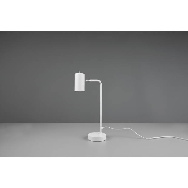 LED Bureaulamp - Tafelverlichting - Trion Milona - GU10 Fitting - Rond - Mat Wit - Aluminium