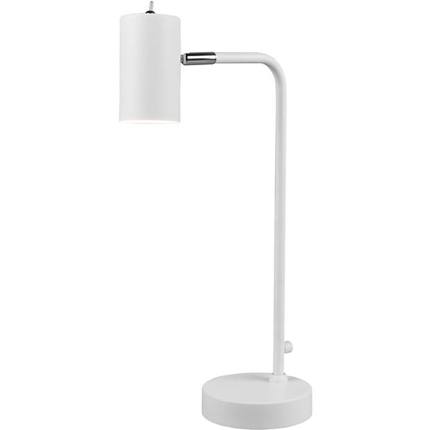 LED Bureaulamp - Tafelverlichting - Trion Milona - GU10 Fitting - Rond - Mat Wit - Aluminium