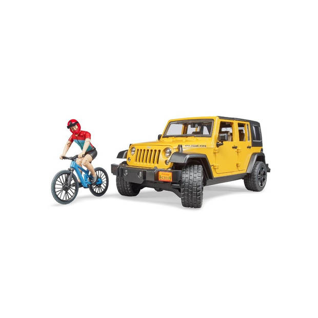 Bruder Jeep Wrangler Rubicon unlimited met mountainbiker (02543)