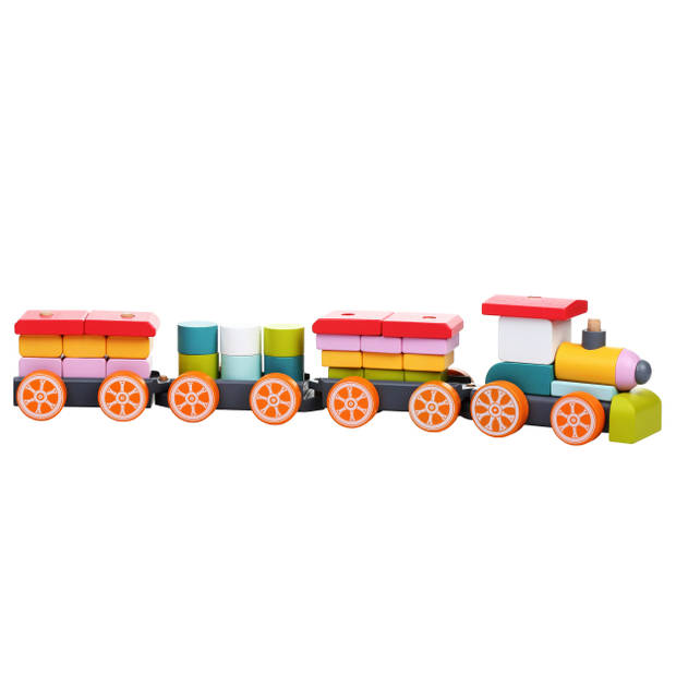 Cubika houten trein met drie wagons