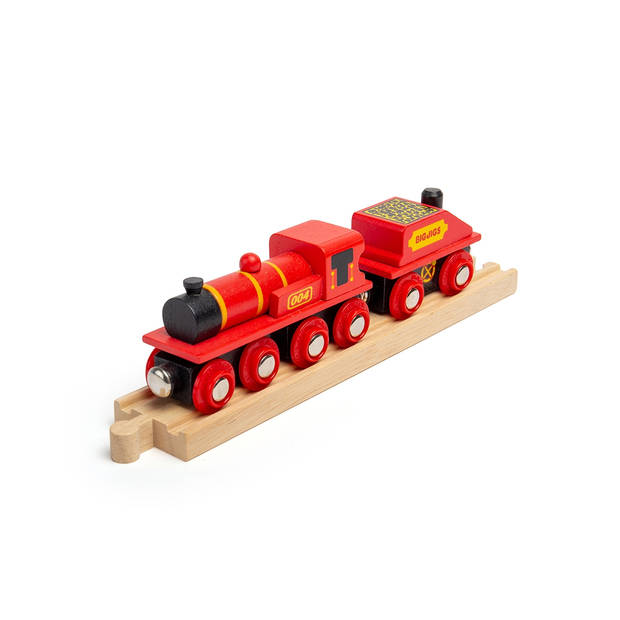 Bigjigs Houten Locomotief met Wagon - Rood