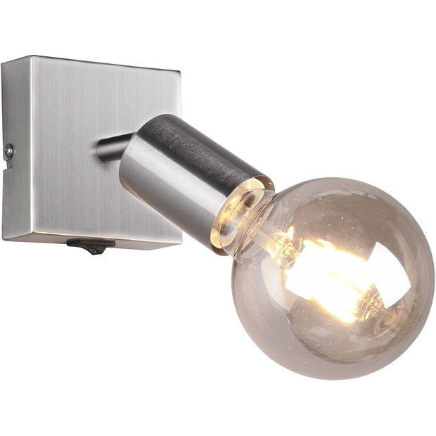 LED Wandspot - Trion Zuncka - E27 Fitting - Vierkant - Mat Nikkel – Aluminium