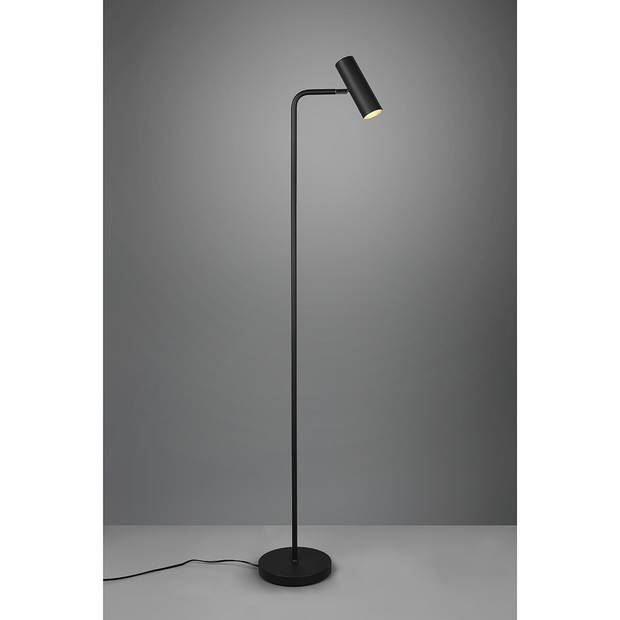 LED Vloerlamp - Trion Milona - GU10 Fitting - 1-lichts - Rond - Mat Zwart - Aluminium