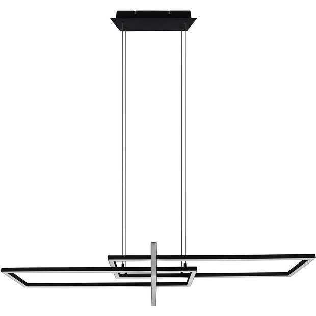 LED Hanglamp - Trion Salana - 34W - Warm Wit 3000K - Dimbaar - Rechthoek - Mat Zwart - Aluminium