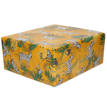 Inpakpapier/cadeaupapier bruin met zebra design 200 x 70 cm - Cadeaupapier