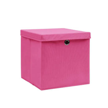 The Living Store Opvouwbare opbergdozen - 28 x 28 x 28 cm - roze - set van 1