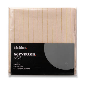 Blokker servetten Noé - 40x40 cm - zand/goud