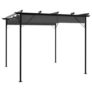 vidaXL Pergola met uittrekbaar dak 180 g/m² 3x3 m staal antracietkleur