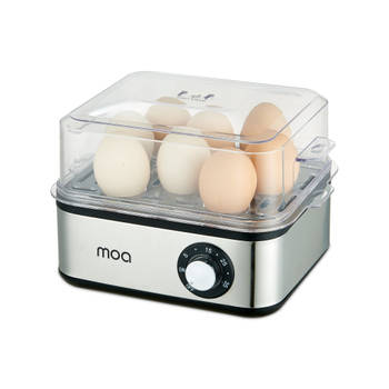 MOA Elektrische eierkoker voor 8 eieren - Met timer - Voor een perfect ei – 500 Watt en met RVS behuizing