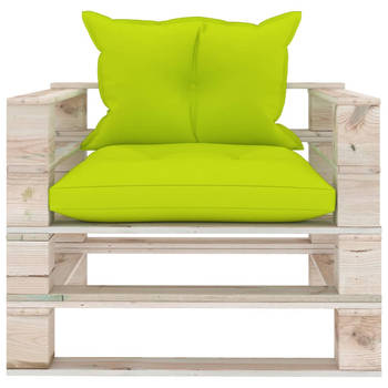 The Living Store Pallet Armstoel - Tuinfauteuil - 80 x 67.5 x 62 cm - Hout - Groen