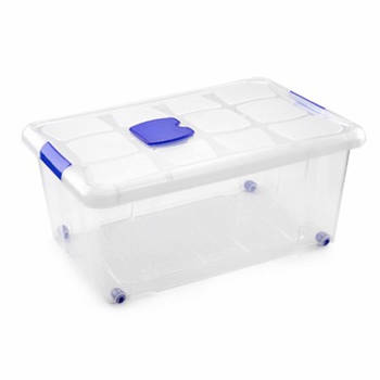 1x Opslagbakken/organizers met deksel 36 liter 59 cm transparant - Opbergbox