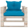 The Living Store Pallet Armstoel - Tuinmeubel - 80x67.5x62 cm - Grenenhout - Blauw