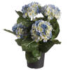 Louis maes Kunstplant - Hortensia hydrangea - blauw - in pot - 44 cm - Kunstplanten