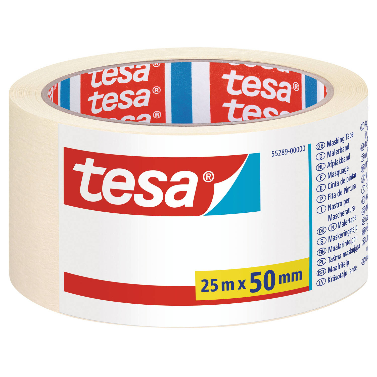 2x Rol Afplaktape-schilderstape 50 Mm X 25 M Verf Afplakband-tape Maskeertape Tesa Masking Tape