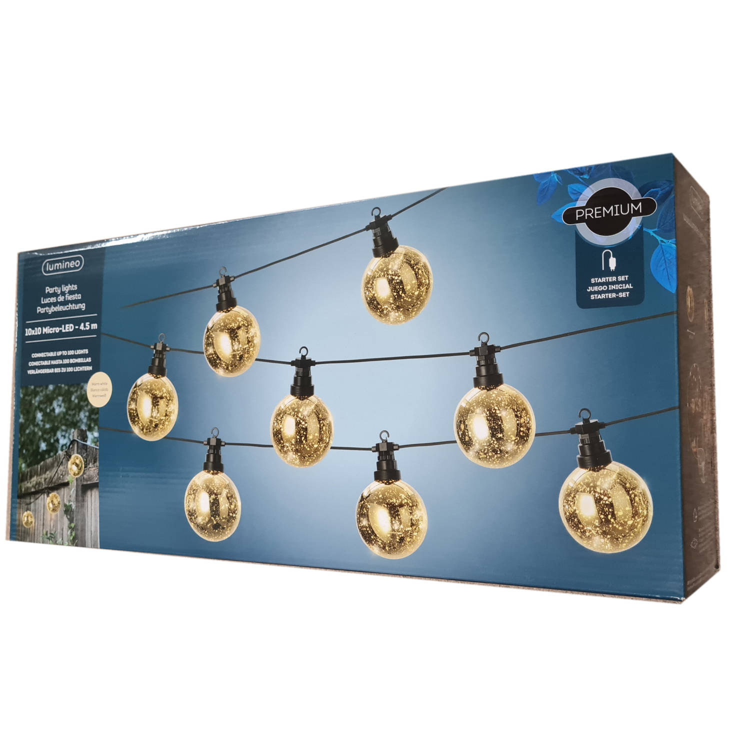 Feestverlichting/kerstverlichting koperdraad lampenbolletjes lichtsnoeren buiten kerstboom | Blokker