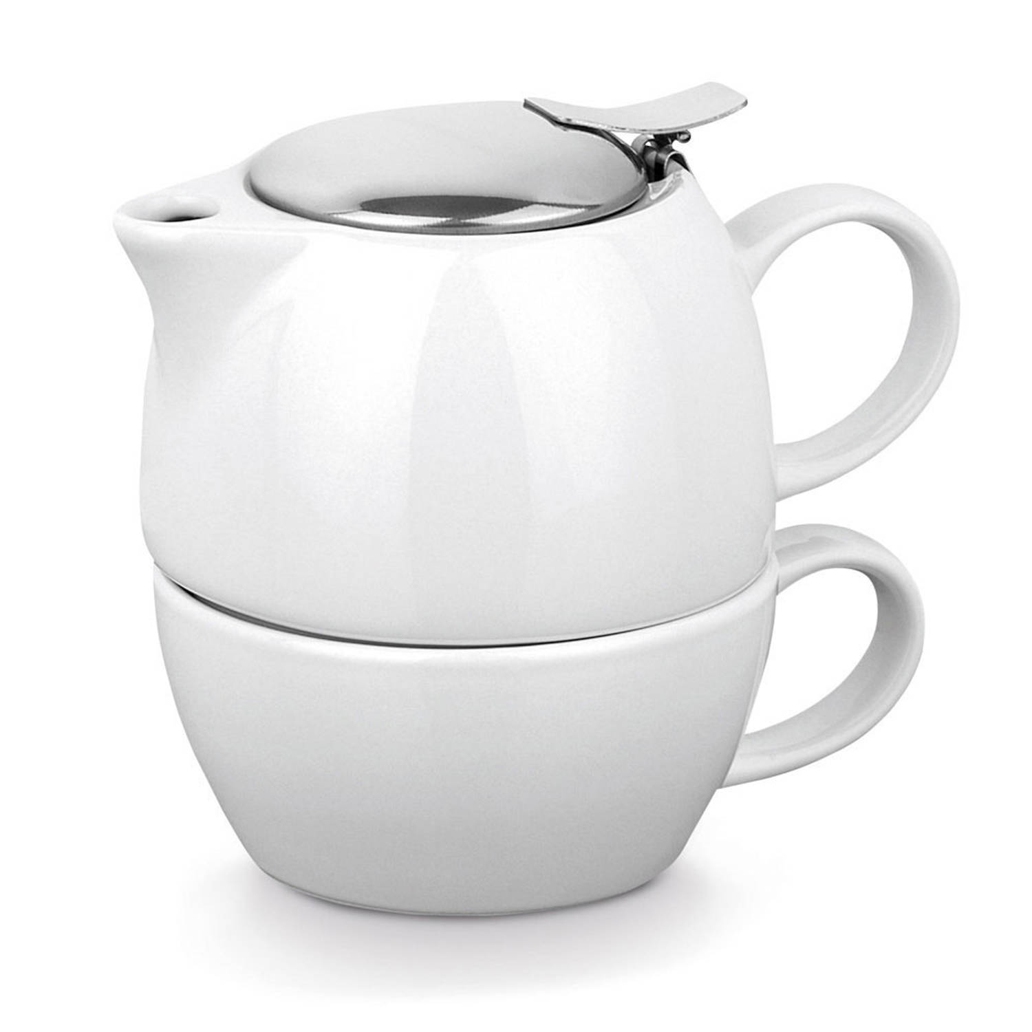 Op de kop van Simuleren klein Keramieken theeset met theepot en kopje 430 ml 13 cm - Theepotten | Blokker