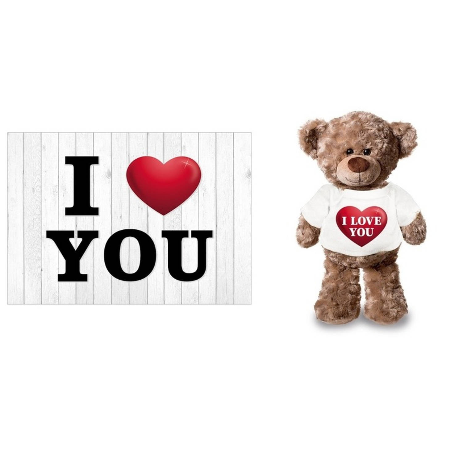 I Love You Valentijnskaart Met I Love You Hartje Knuffelbeer 24 Cm Valentijnsdag-Romantisch Cadeau
