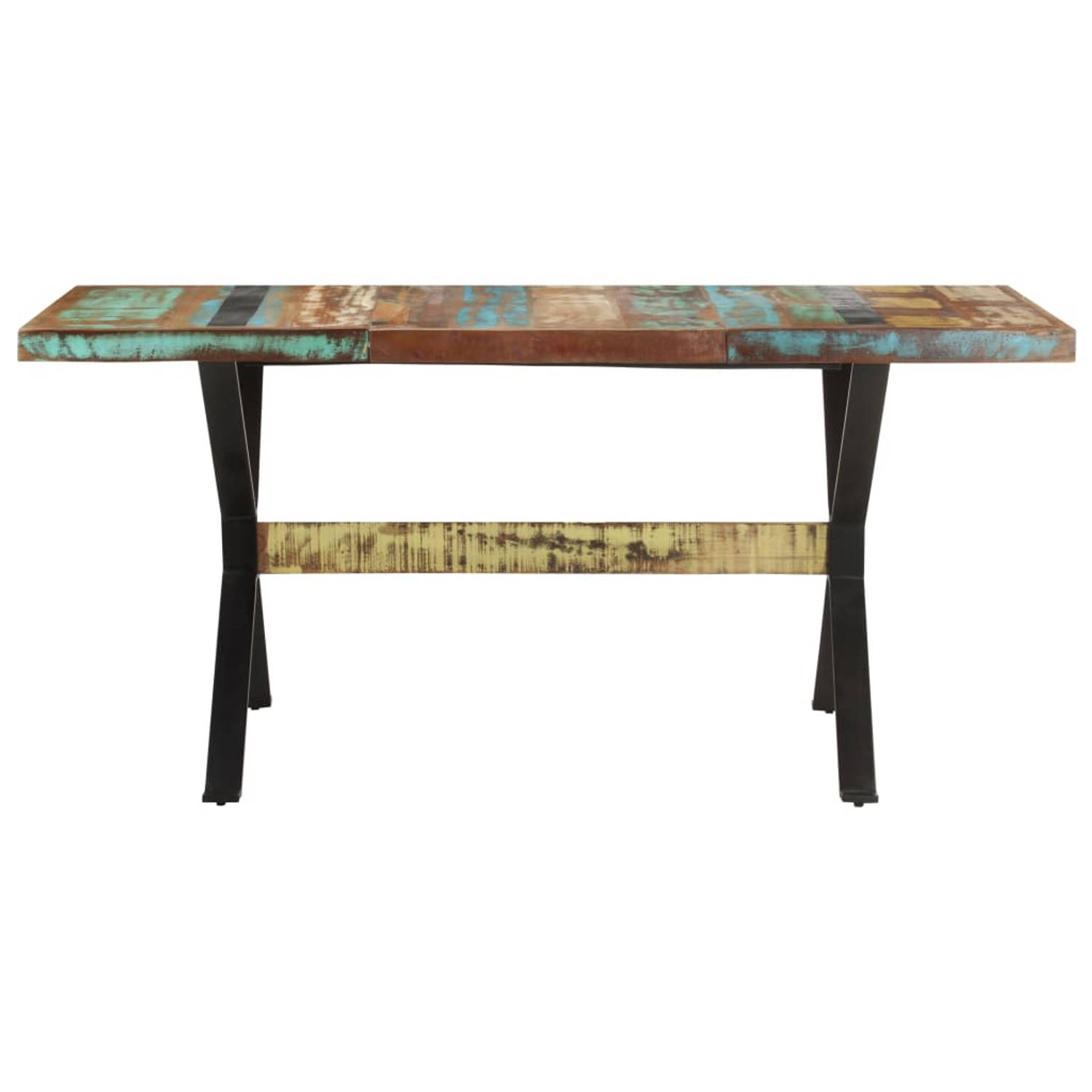 The Living Store Eettafel 160x80x76 cm massief gerecycled hout - Tafel