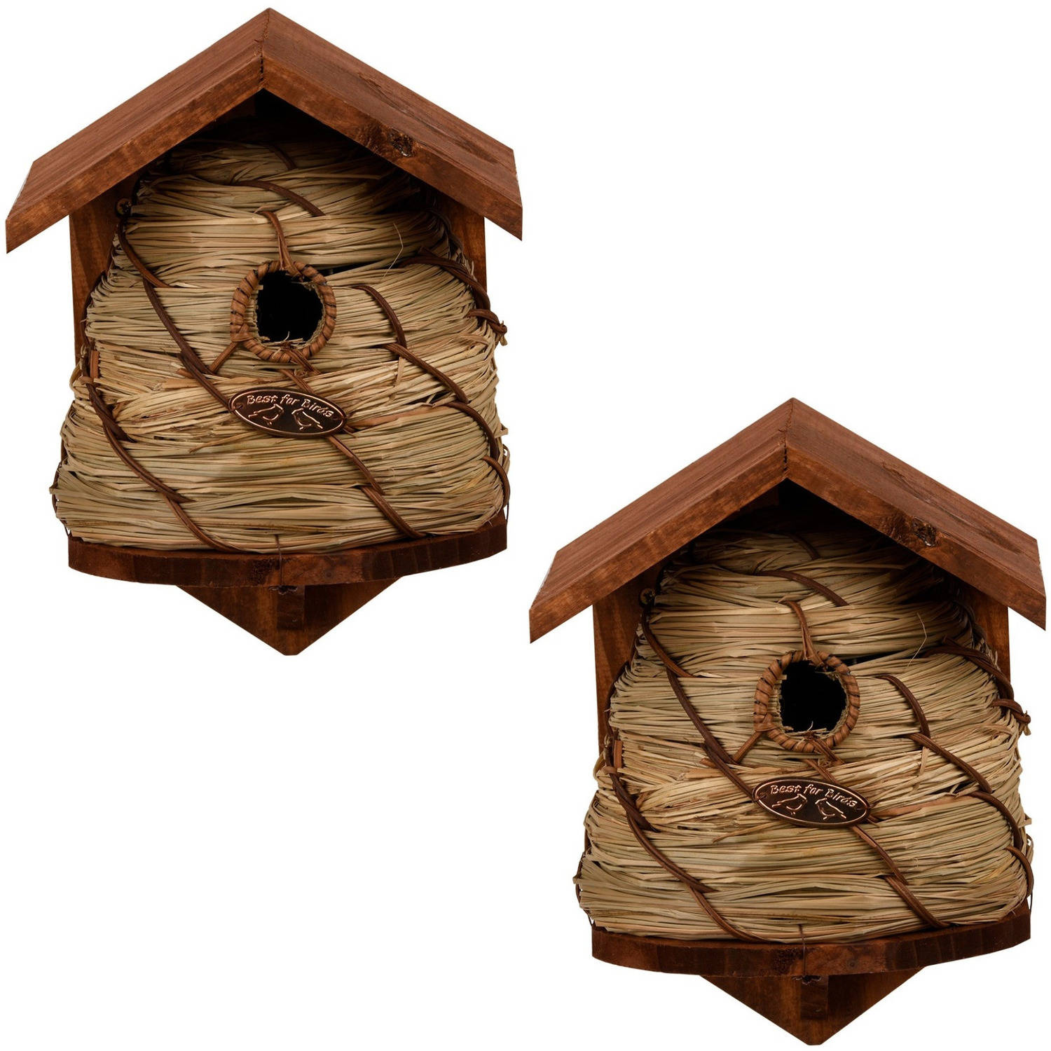 2x Vogelhuisjes-nestkastjes Bijenkorf Tuindecoratie Nestkast Vogelhuisjes