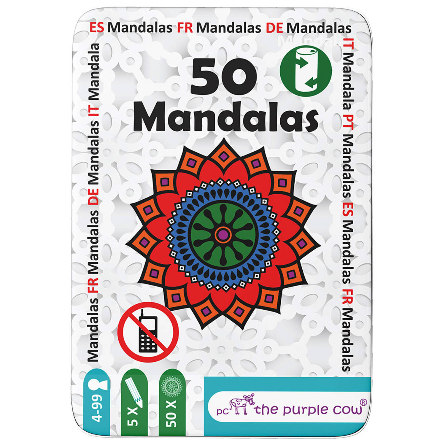 The Purple Cow keurblok 50 Mandala&apos;s 16 x 11 x 2 cm papier