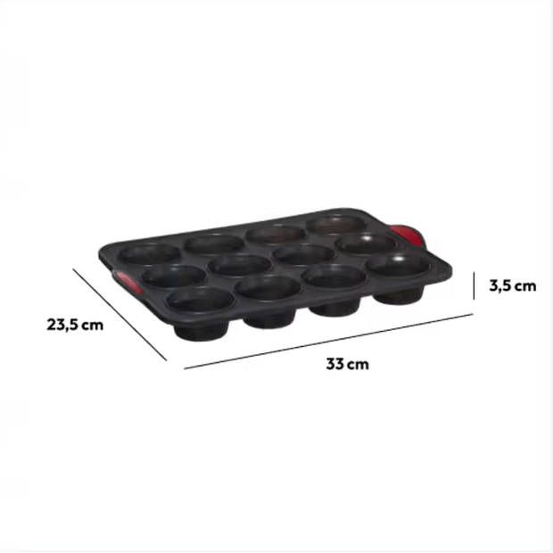 4goodz Siliconen Bakvorm 12 Muffins met vaste randen - 33x23x3,5 cm