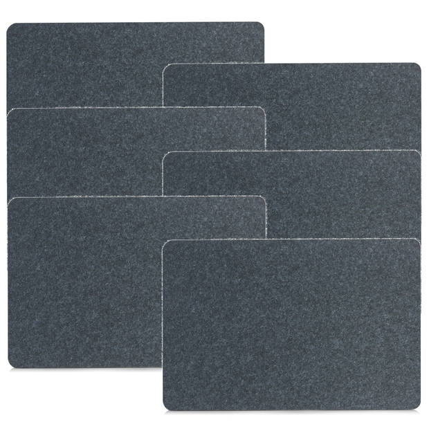 6x Rechthoekige onderleggers/placemats voor borden antraciet grijs 45 x 30 cm - Placemats