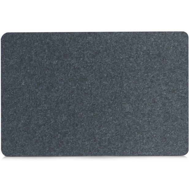 Placemats en onderzetters - set 4x - antraciet grijs - vilt - 45 x 30 cm - Placemats