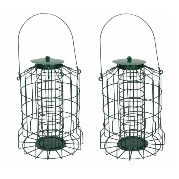 2x Vogel voederkooi voor in de tuin kleine vogels 26 cm - Vogelvoederhuisjes