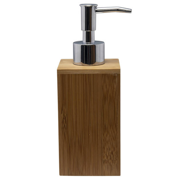 Toilet/badkamer/wc set toiletborstel met zeeppompje van bamboe - Badkameraccessoireset