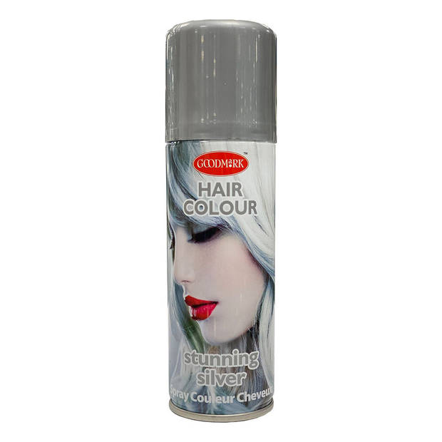 Haarspray of haarverf - kleur zilver - verkleed accessoires - 125 ml - Verkleedhaarkleuring