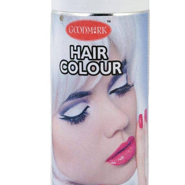 Haarspray of haarverf - kleur wit - verkleed accessoires - 125 ml - Verkleedhaarkleuring