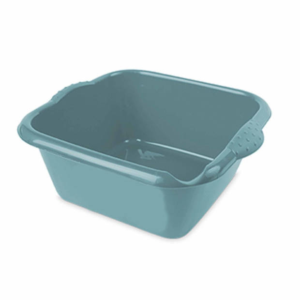 2x stuks turquoise blauwe afwasbak/afwasteil vierkant 6 liter 32 cm - Afwasbak