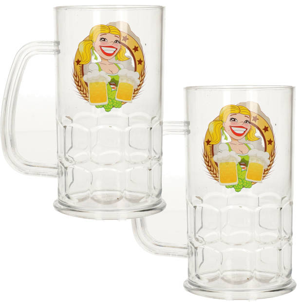 6x stuks plastic bierpullen Oktoberfest van 400 ml - Bierglazen