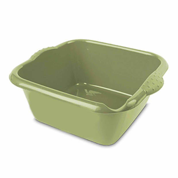 Groene afwasbak/afwasteil vierkant 10 liter 37 cm - Afwasbak
