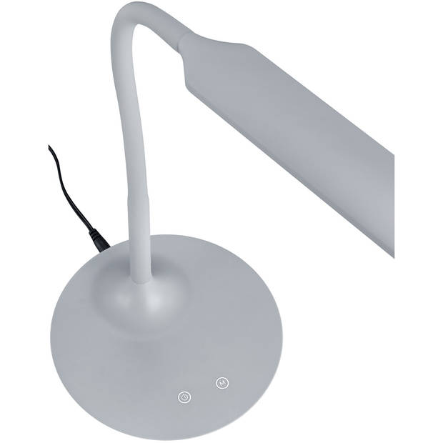 LED Bureaulamp - Trion Polina - 5W - Aanpasbare Kleur - Dimbaar - Rond - Mat Grijs - Kunststof