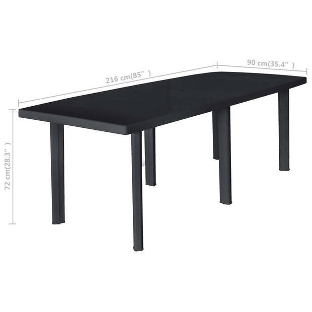 vidaXL Tuintafel 216x90x72 cm kunststof antraciet