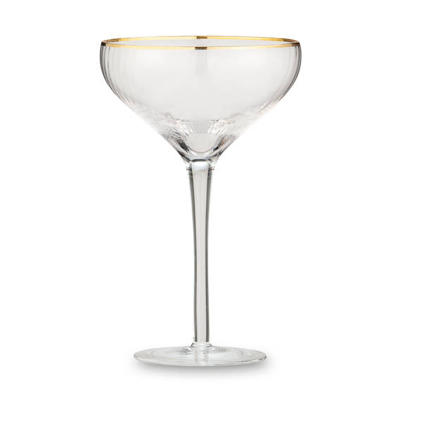 Blokker Champagneglas - gouden rand - S/2