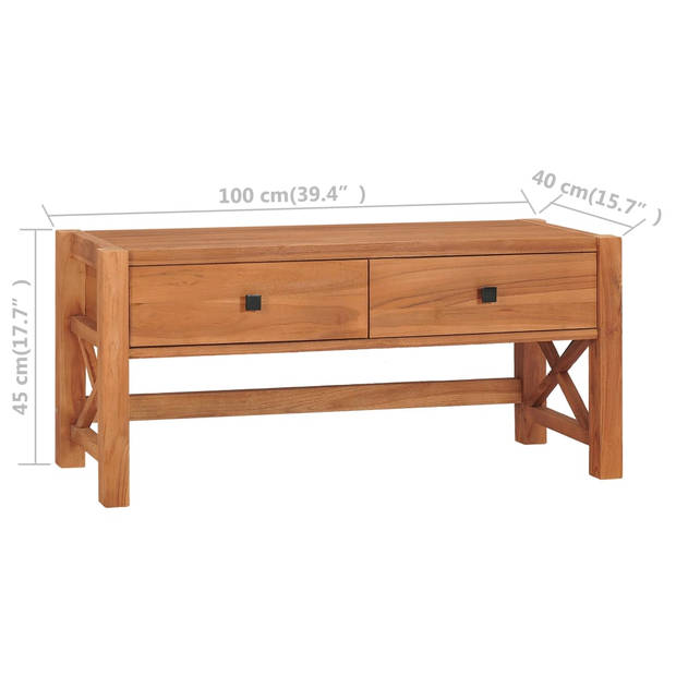 The Living Store Houten TV-meubel - Naturel - 100 x 40 x 45 cm - Gerecycled teakhout