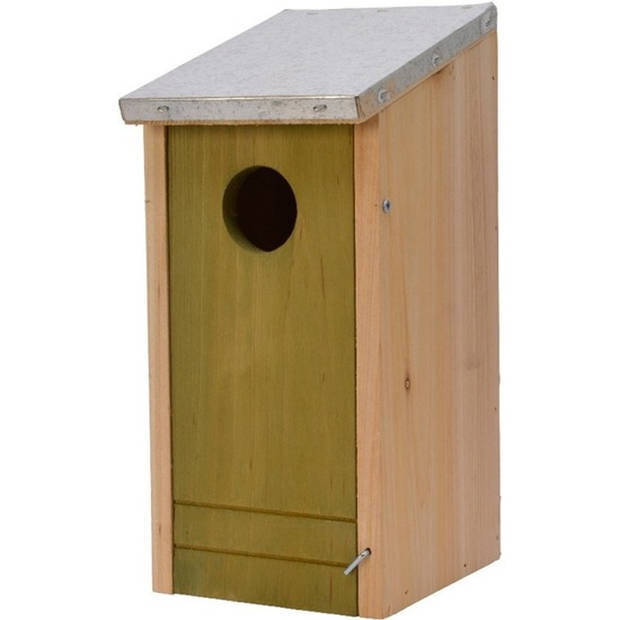 Set van een geel en groen vogelhuisje voor kleine vogels 26 cm - Vogelhuisjes