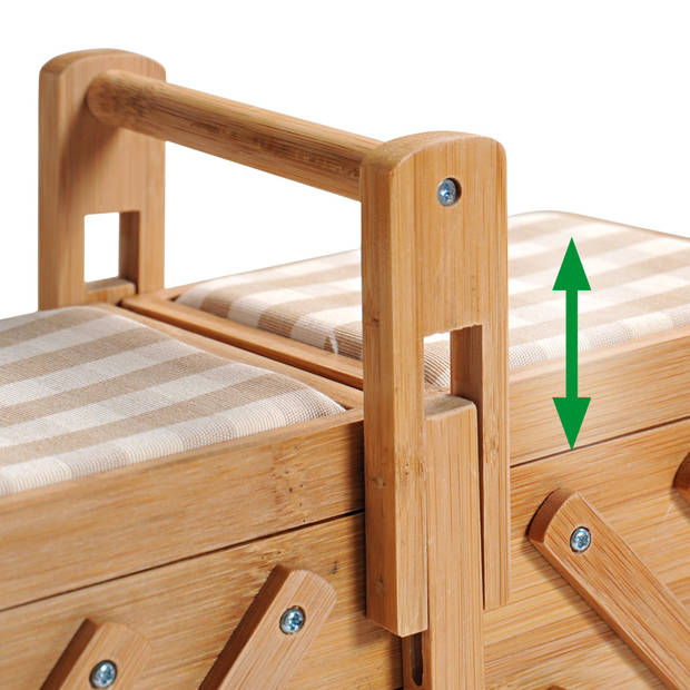 FSC® Bamboe houten Naaikist - Naaidoos opbergbox 5 vakken - Naaibox