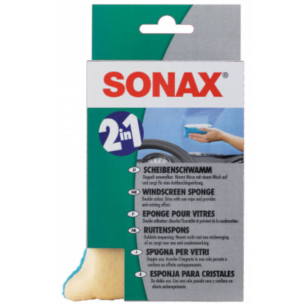 Sonax ruitenspons 8 x 16 cm viscose geel/groen