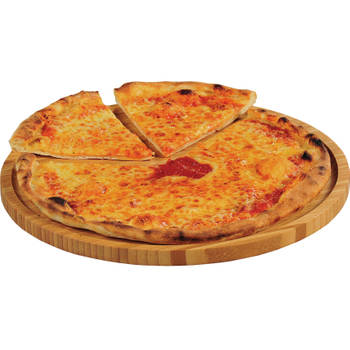Ronde pizza snijplank/serveerplank van bamboe hout 32 cm - Serveerplanken