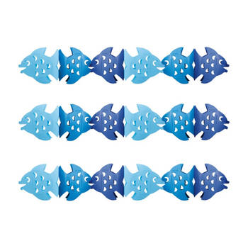 Set van 3x stuks papieren slinger met vissen thema 3 meter feestartikelen - Feestslingers