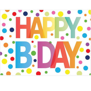 5x Verjaardagskaart Happy Birthday met gekleurde stippen - Verjaardagskaarten