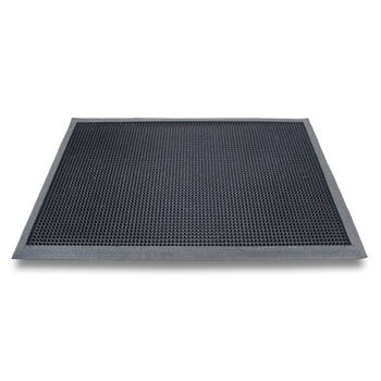 Rubberen antislip deurmatten/schoonloopmatten zwart 60 x 100 cm rechthoekig - Deurmatten